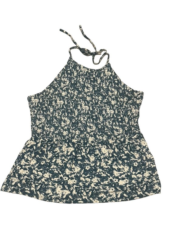 Maurices Green & White Tank Smoked Peplum Halter Top Womens 1X