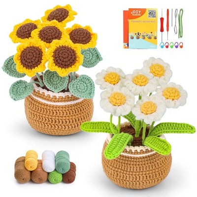 Iuuidu Crochet Kits for Beginners, 2PCS Small, Sunflower Daisy