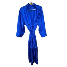 Vintage Victoria's Secret Gold Label Royal Blue Paisley Satin Shimmer Robe M L