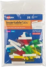 Avery 16219 Index Tabs, w/ Printable Inserts, 1-Inch L, 25/PK, Assorted