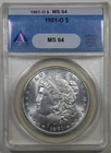 1901-O Morgan ANACS MS64 Old Blue Label Holder Silver Dollar Coin