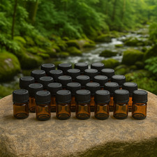 Amber Glass Sample Vials 2ml 1/2 Dram with Screw Lids Qty 25 Pack
