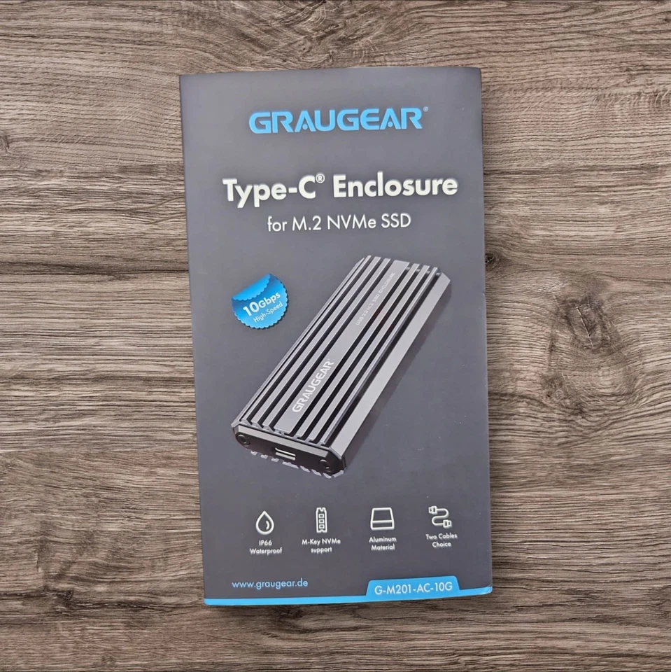 GRAUGEAR USB-C Gehäuse M.2 NVMe SSD 10Gbps IP66 wasserdicht