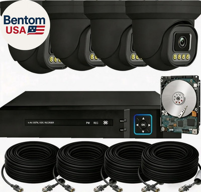 Poe Security Camera System Surveillance NVR Kits, 4Pcs Cameras with Person/Pet/V
