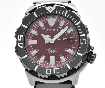 [EXC+5] SEIKO Night Monster 7S26-03G0 Diver 200m AT 21J Red Dial Men's Watch JP