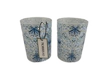 New Morris Co 2 Tumblers Blue Hyacinth Vanity Bathroom Glass