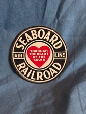 1950's Post Cereal Premium Metal Railroad Emblem Sign Seaboard Air Line Railroad