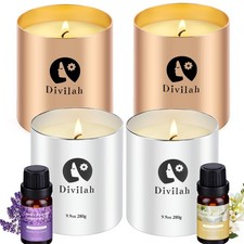 Scented Candles Set 4 Pack, 260H Burn Long-Lasting Natural Soy Wax Candles wi...