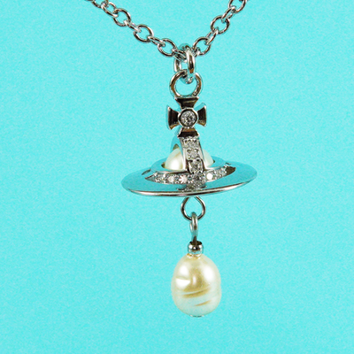 Vivienne Westwood New Petite Orb Drop Pendant 3D Necklace Silver