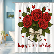Red Roses Shower Curtain for Valentine's Day, Romantic Decor