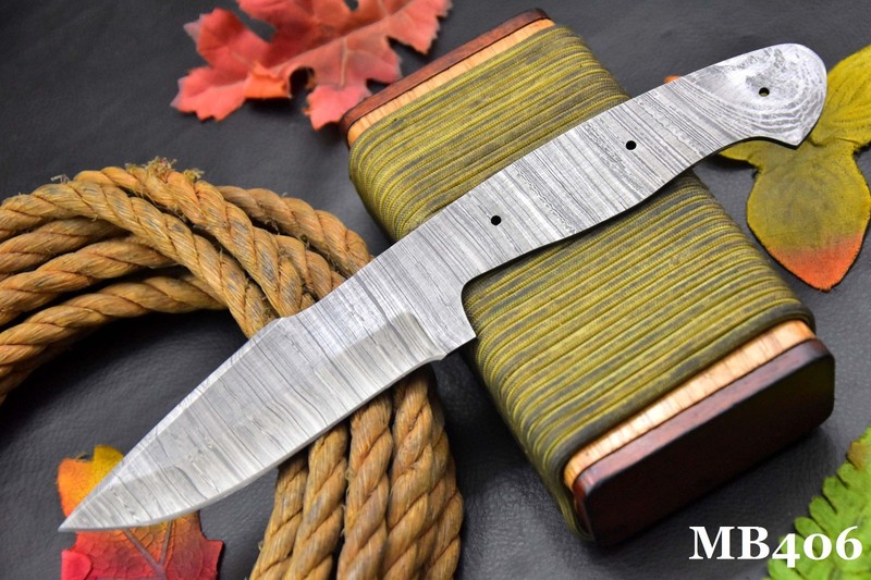 Custom Damascus Steel Blank Blade Hunting Knife Handmade,10.0"OAL MB406