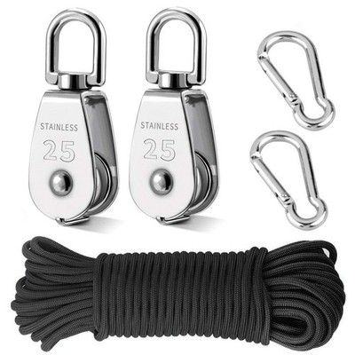 2pcs M25 Crane Pulley Block, Heavy Duty Pulley System for Lifting, 304 Stainless