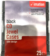 Imation Black CD Jewel Cases For CDs & DVDs 25 Pack Slim Design *NEW*