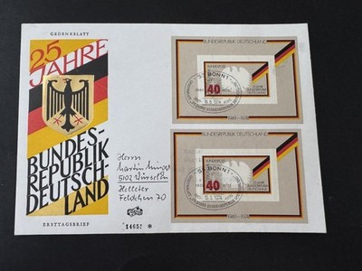 Bund Block 10 (2) FDC Ersttagsbrief 25 Jahre Bundesrepublik 1974 Bonn SSt
