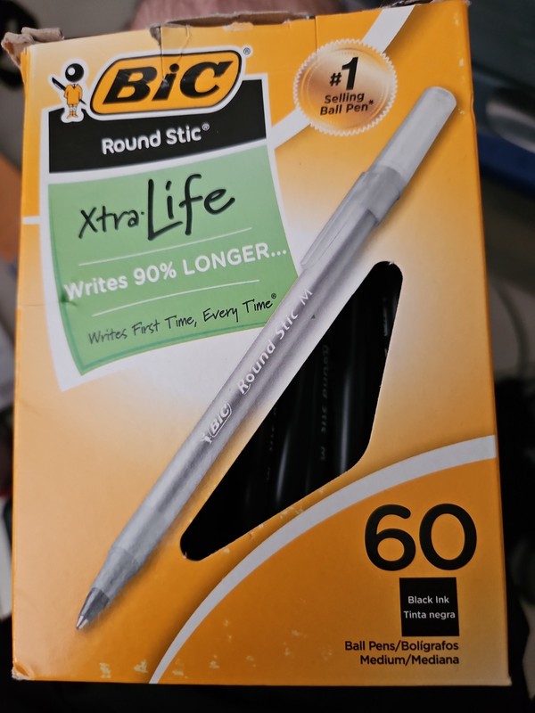 BIC BICGSM609BK Medium 1.0mm Round Stic Ballpoint Pens, Black - 60 Count