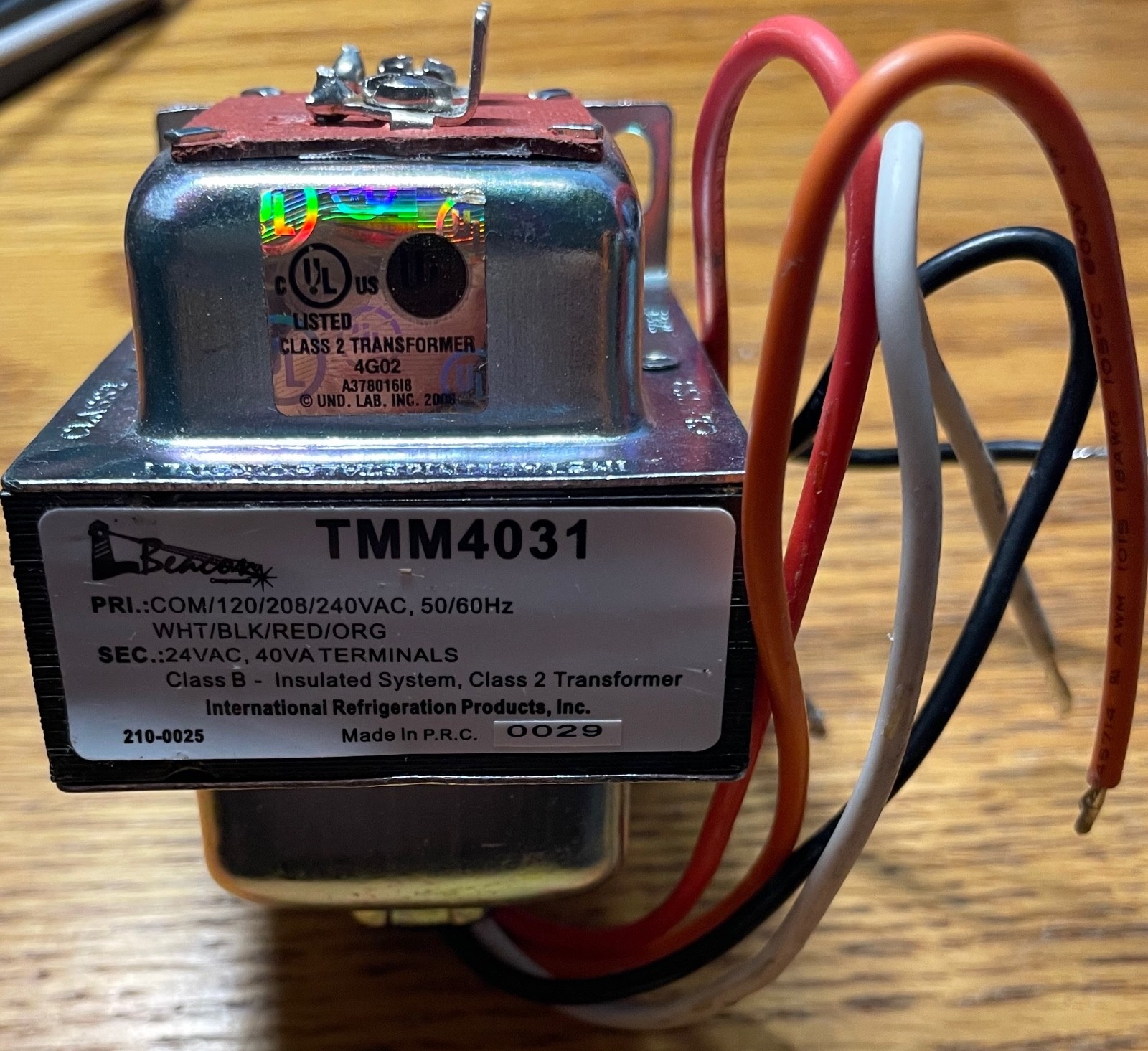 International Refrigeration Products TMM4031 Class 2 Transformer 120/208/240 VAC