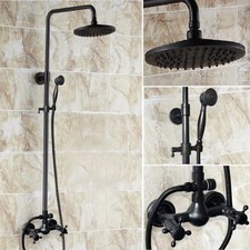 Black Oil Rubbed Brass Bathroom Rainfall Shower Faucet Set Mixer Tap hwzh414-1