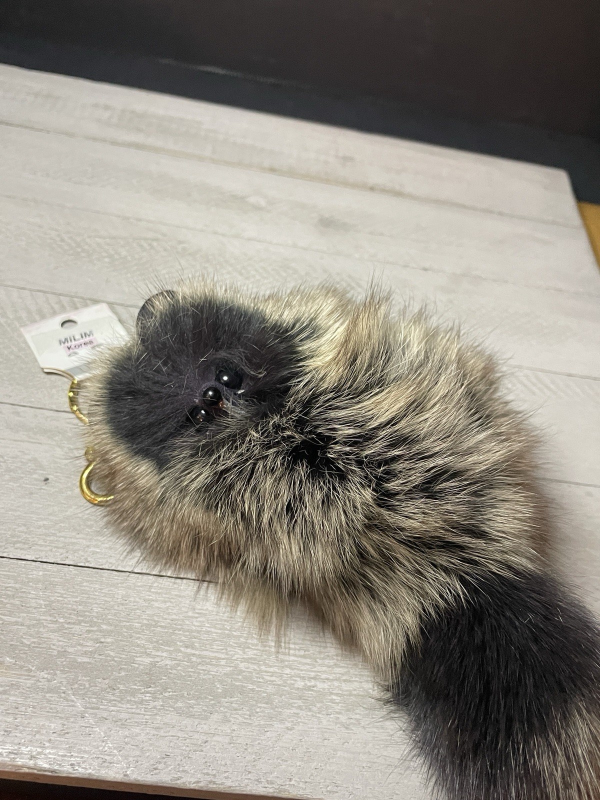 Soft Real Fur Keychain Fox With Attached Tail -Squeaks When Shaken- Korea