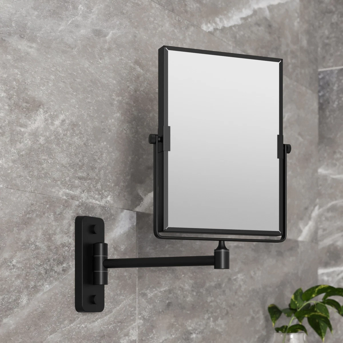 Wall Mounted 3x Magnifying Bathroom Mirror Shaving MakeUp Extending Chrome Black