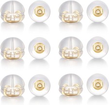 12 PCS Silicone Earring Backs,18K Gold Plated gold 12pcs