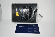 BEDELITE Satin Fitted Sheet Pillowcase Set, Full Size, Black, 3-Piece, 15" Dee
