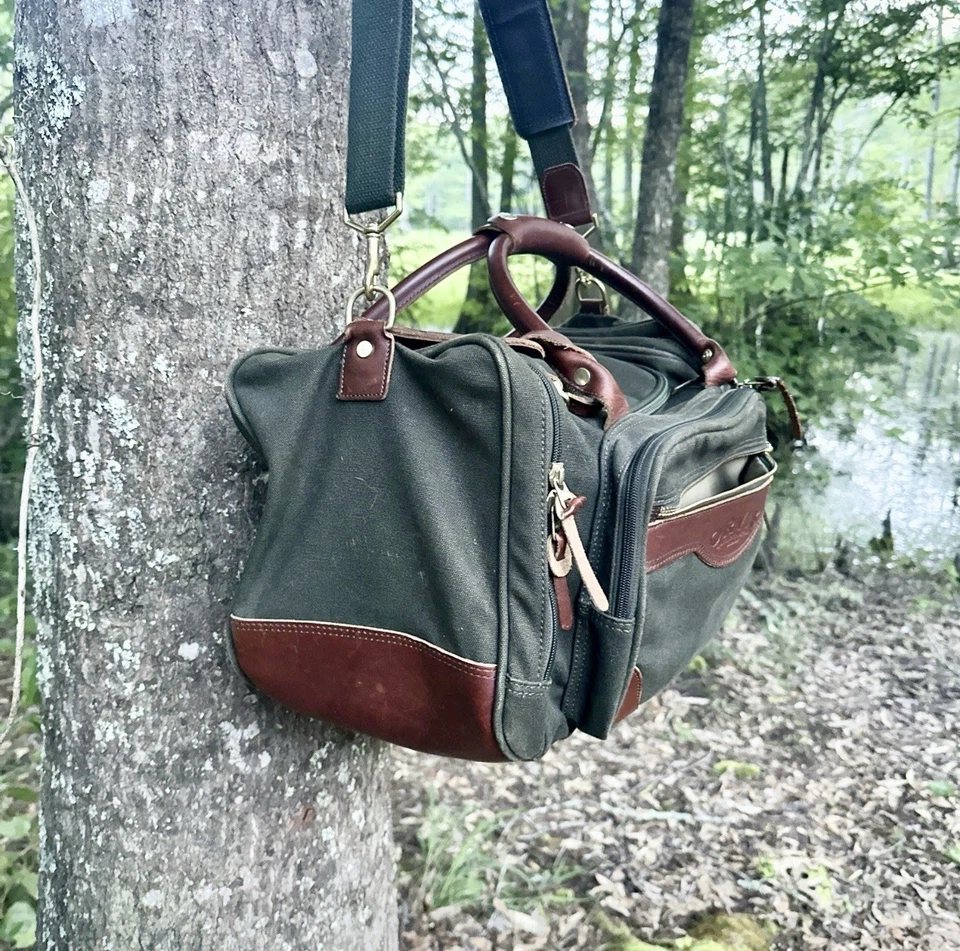 Orvis Battenkill Outdoors Traveler Bag Green Canvas Leather And Brass - Image 4 of 4