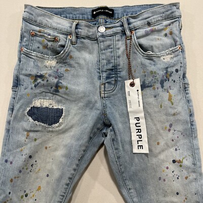 PURPLE BRAND P001 - MULTI PAINT BLUE MENS SIZE 31” X 31” SKINNY