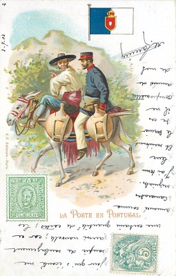 OLD MAP - La Poste au Portugal, illustrated 1900 map (88)