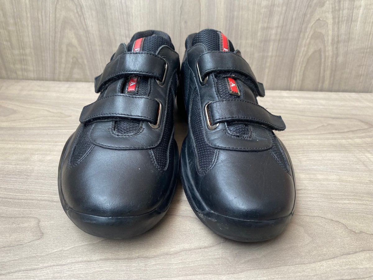 Prada American cup, vintage strap black leather sneakers sz Prada American cup, vintage strap black leather sneakers sz