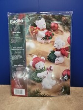 Bucilla White POLAR BEARS ORNAMENTS Felt Christmas Stocking Kit Set of 6 Sealed
