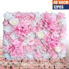 12Pcs Artificial Silk Flower Wall Panel Floral Backdrop Party Wedding Decoration