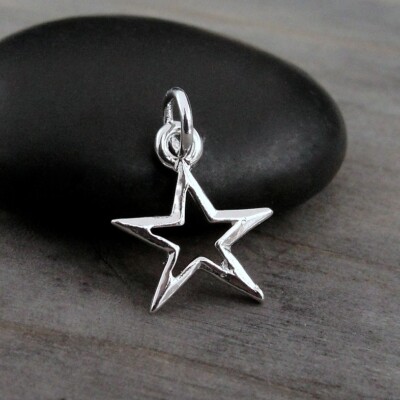 Silver Star Outline Charm - Celestial Charm - Astronomy Charm - Superstar Charm