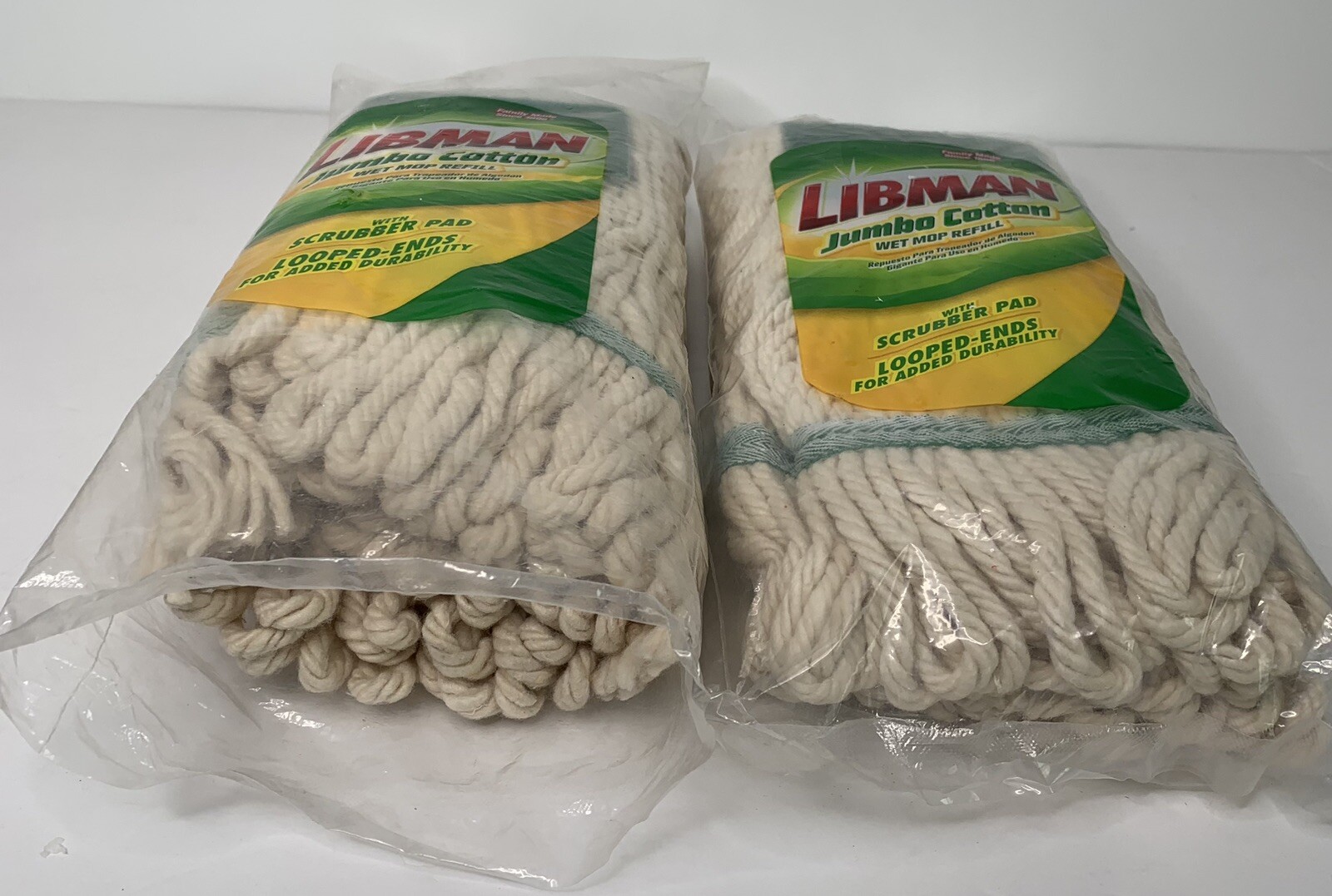 Lot of 2 Libman Jumbo Cotton Wet Mop Refill 130 Jumbo 10.5 in. NIP
