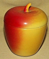 Apple Jar Grease Jar 2 Pc White Milk Glass Lid Top Jelly Jam Sugar Unmarked Red.