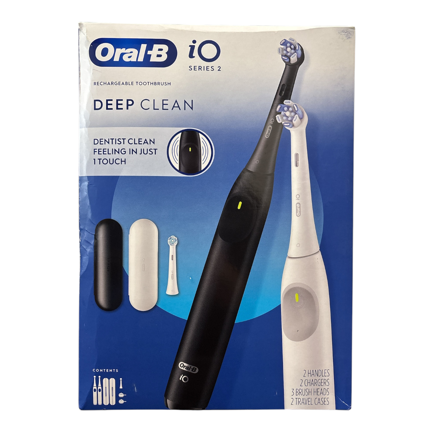 Перезаряжаемая зубная щетка Oral-B iO Series 2 Deep Clean Белая и черная Набор из 2 зубных щеток 13390₽