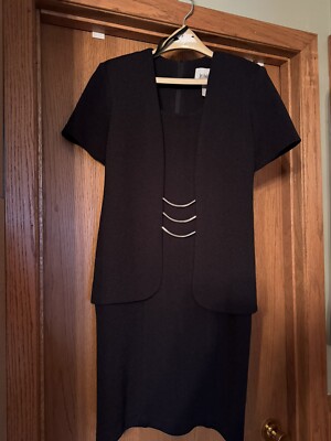 Just In Thyme Size 10 Black Dress w / Gold Decorative Trim