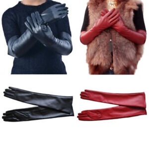 Damen Leder Handschuhe Lang Abendhandschuhe Mitten Elegant Party Lederhandschuhe