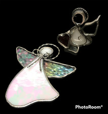 VTG STAINED GLASS ANGELS  LOT OF 2  SUNCATCHER / STAINED GLASS