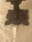 Vintage Fleur De Liz Cast Iron Design Amber Glass Globe Table Decorative Home — photo 3