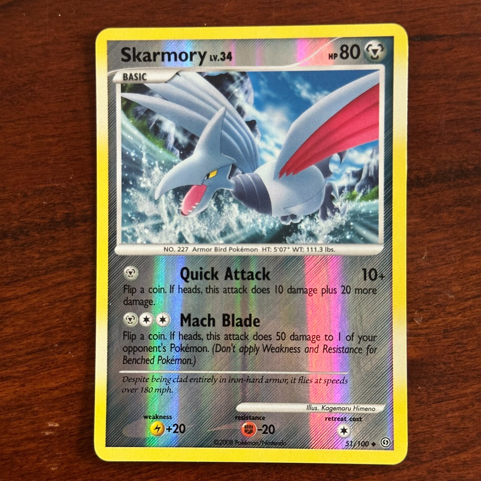 Skarmory 51/100 Reverse Holo Uncommon Stormfront Pokemon Card