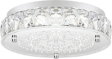 Crystal Chandeliers Flush Mount LED Ceiling Light Fixture, 5000K Daylight White