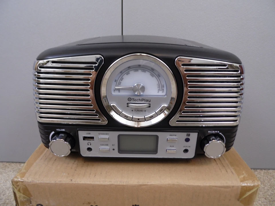 TECHPLAY QT62BT BK BLUETOOTH RETRO SHELF STEREO CD AM FM RADIO USB CLOCK BLACK - Image 4 of 4