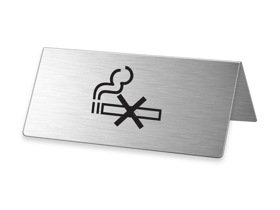 Tischschild Rauchen verboten Aufsteller Tischaufsteller Edelstahl 85x40 mm - Bild 1 von 1
