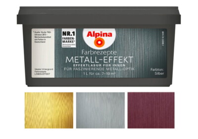 Alpina Farbrezepte 1 Liter Metall-Effekt Accent Wandfarbe Effektfarbe Innen