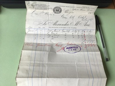 Ayrshire & Scotish Limes fire clay pavement goods 1905 Receipt Ref 