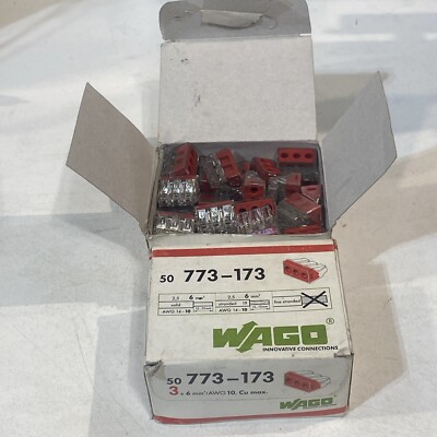 WAGO 773-173 Connecting Clamp 3 X 6mm AWG 14-10 (2 Boxes of 50)