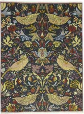 One-of-a-Kind Birds Design Chobi Oriental Rug Large Handmade Carpet 8'8X11'5 ft