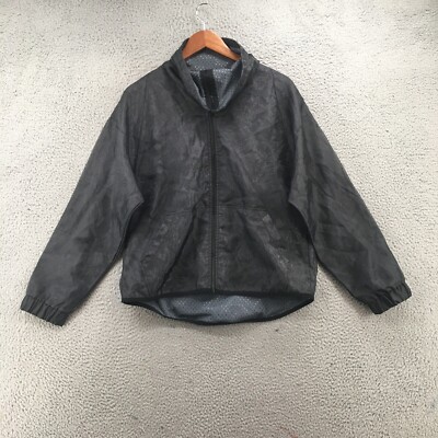 Champion Windbreaker Jacket Mens Medium Black Stand-Up Collar Zip Up Black 