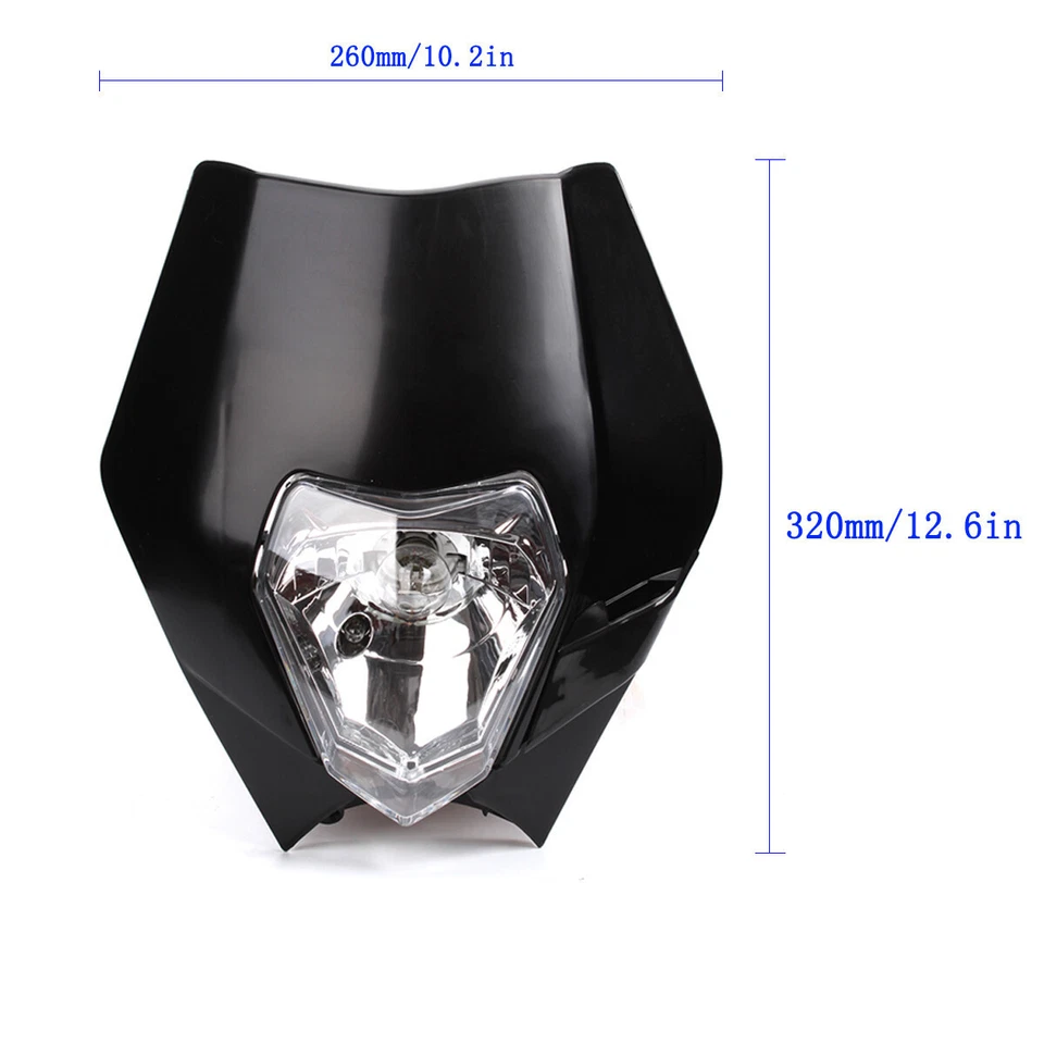 黑色电机车头灯 Dirt Pivot 自行车街适用于 EC MXC 525 450 Supermoto DRZ400 — 第 4/4 张图片