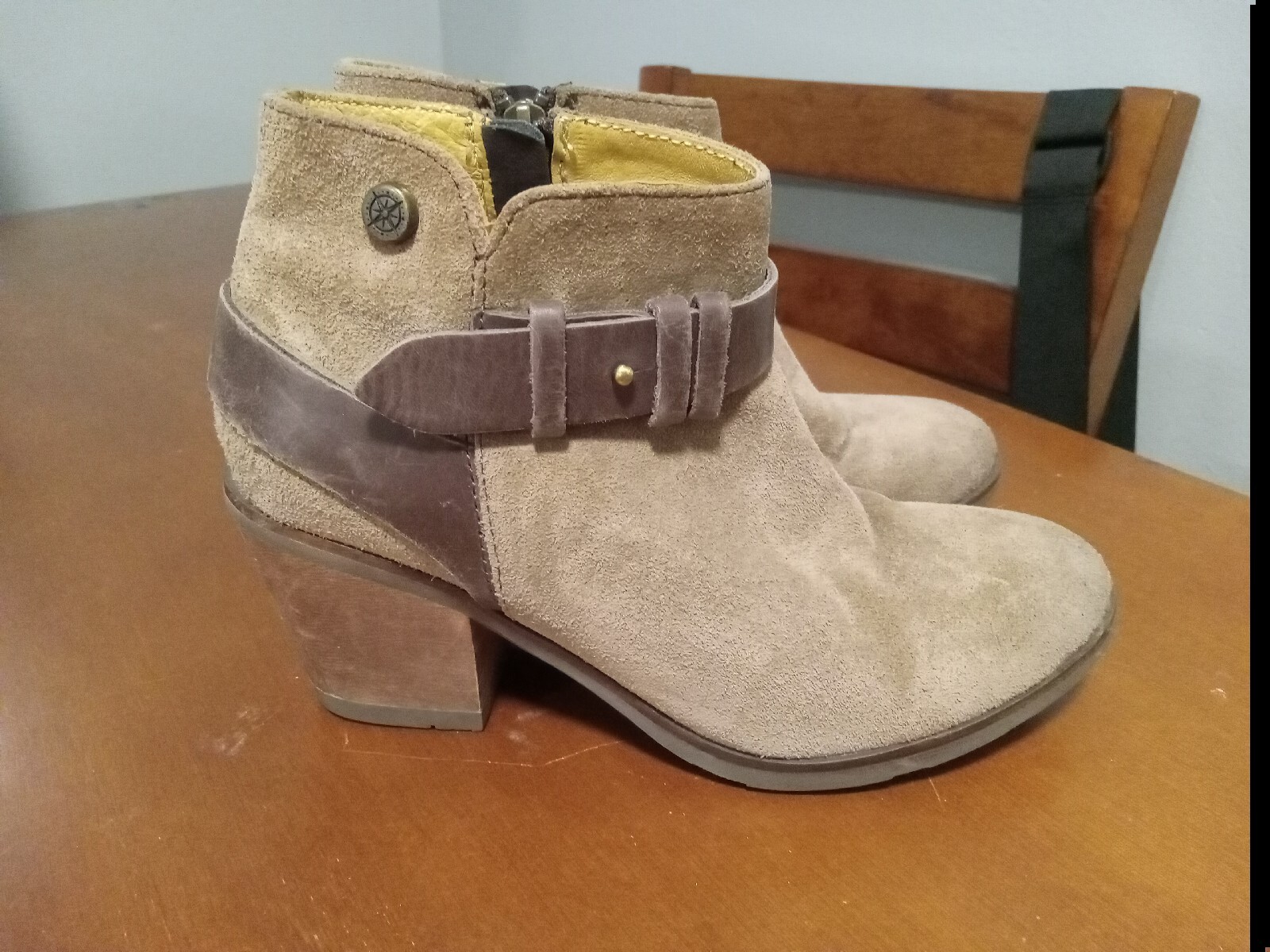 Bussola Reikiavik Suede Side Zip Ankle Boots Taupe  Women's Size Eur 37 US 6.5-7